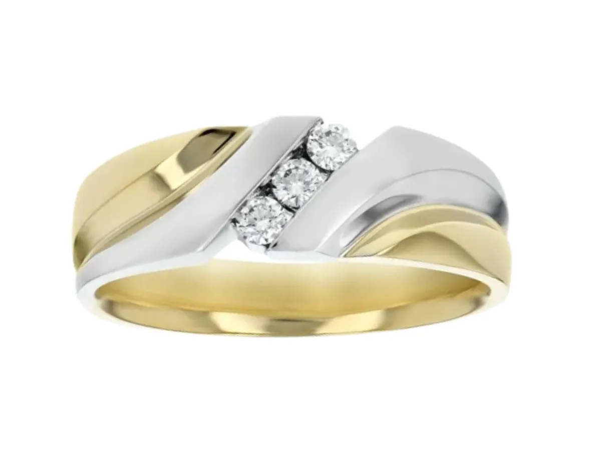 Two-tone gold diamond men's ring