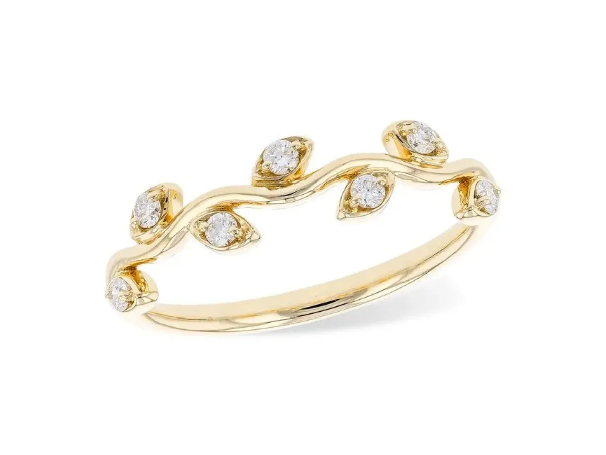 Gold vine ring with diamond accents