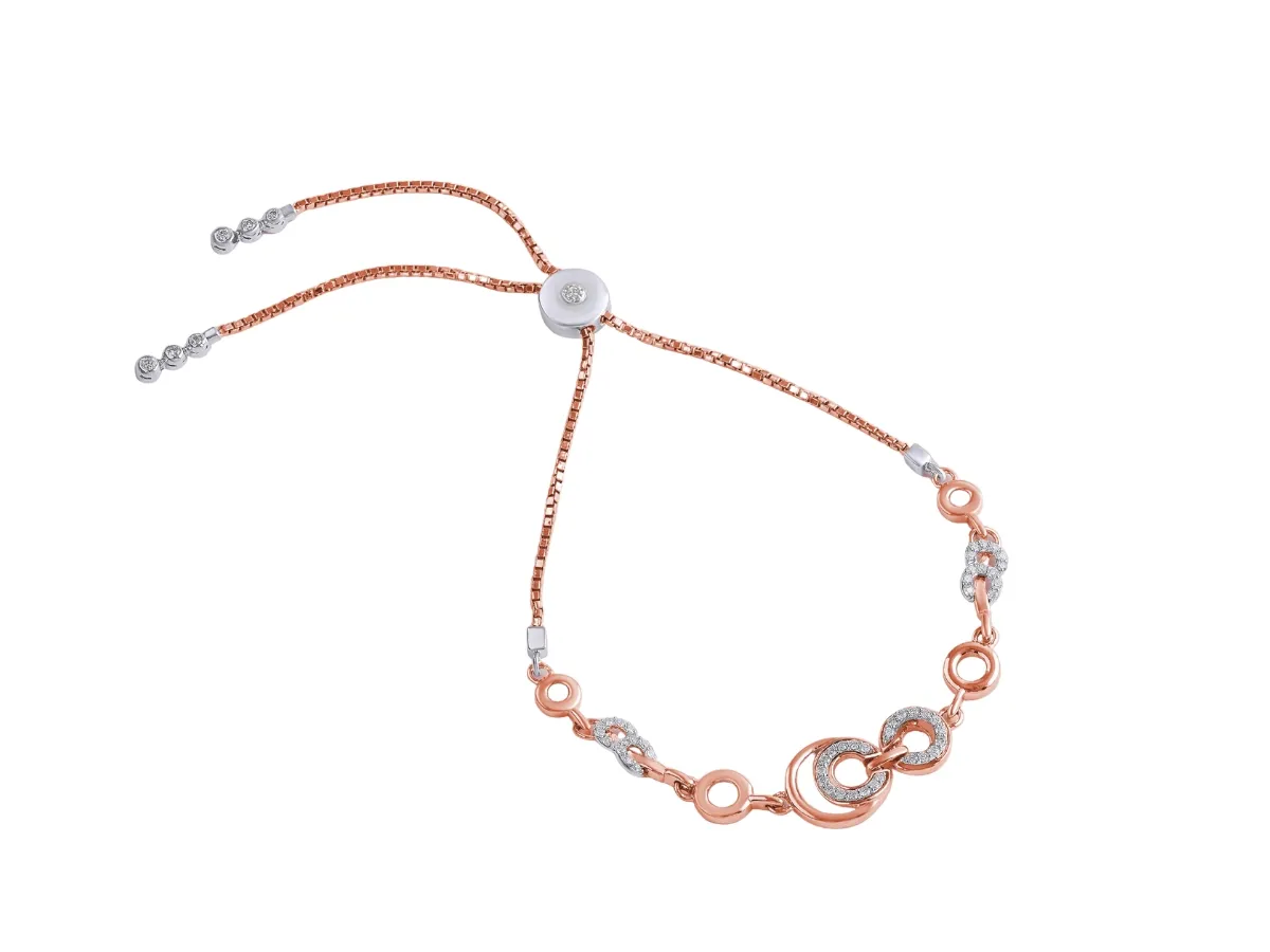 Rose gold bracelet with diamond circles