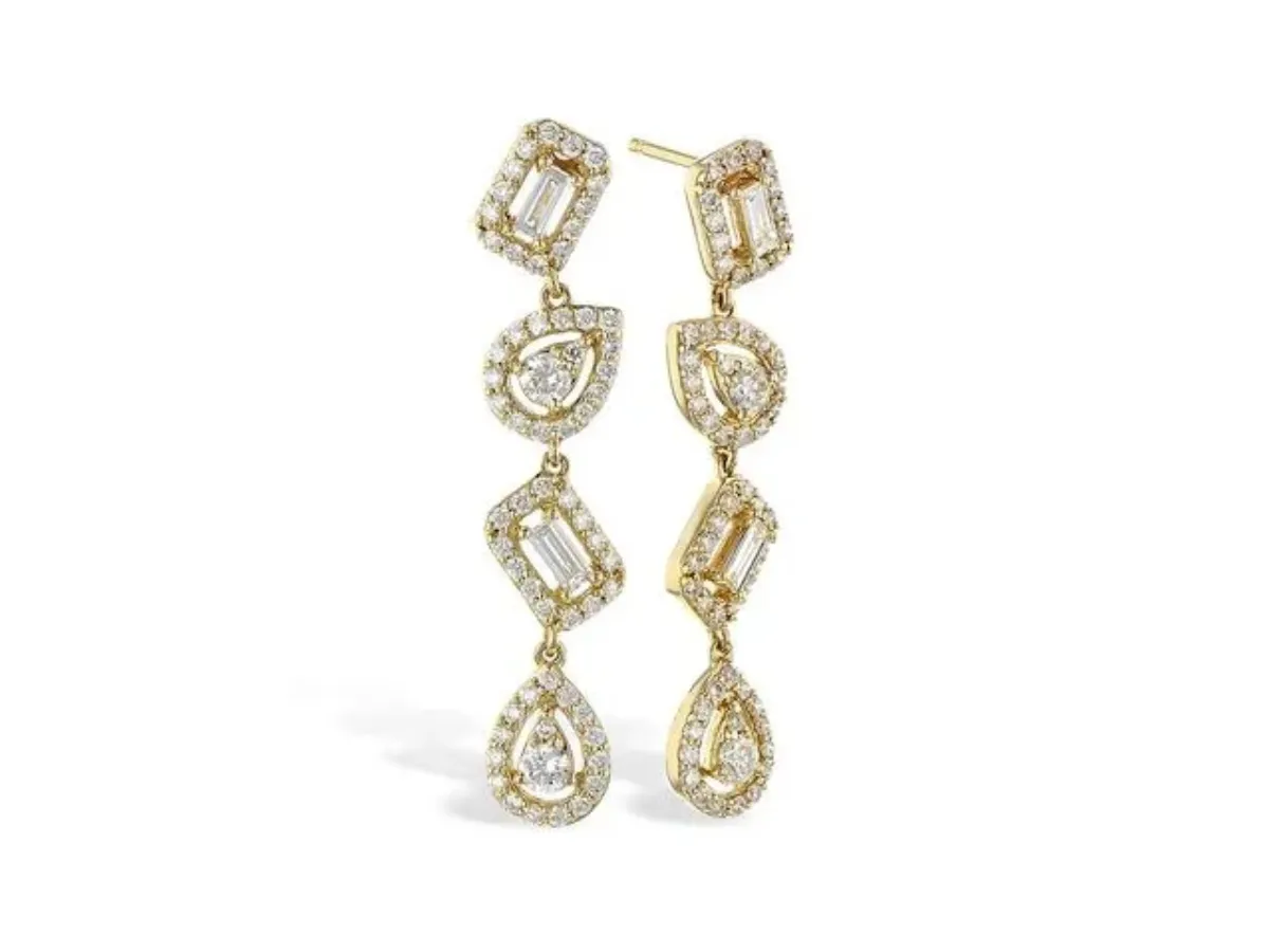 Elegant diamond drop earrings in gold
