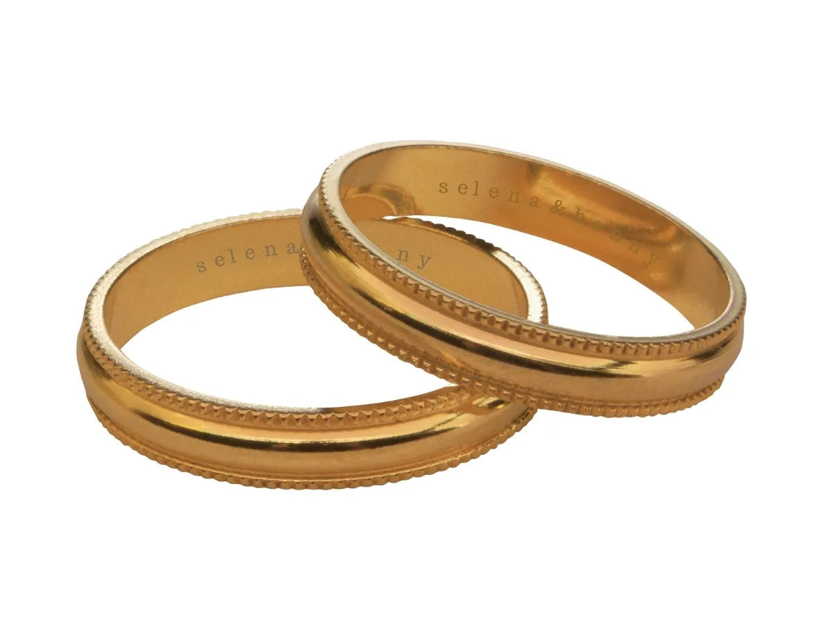 Engraved gold wedding bands with initials