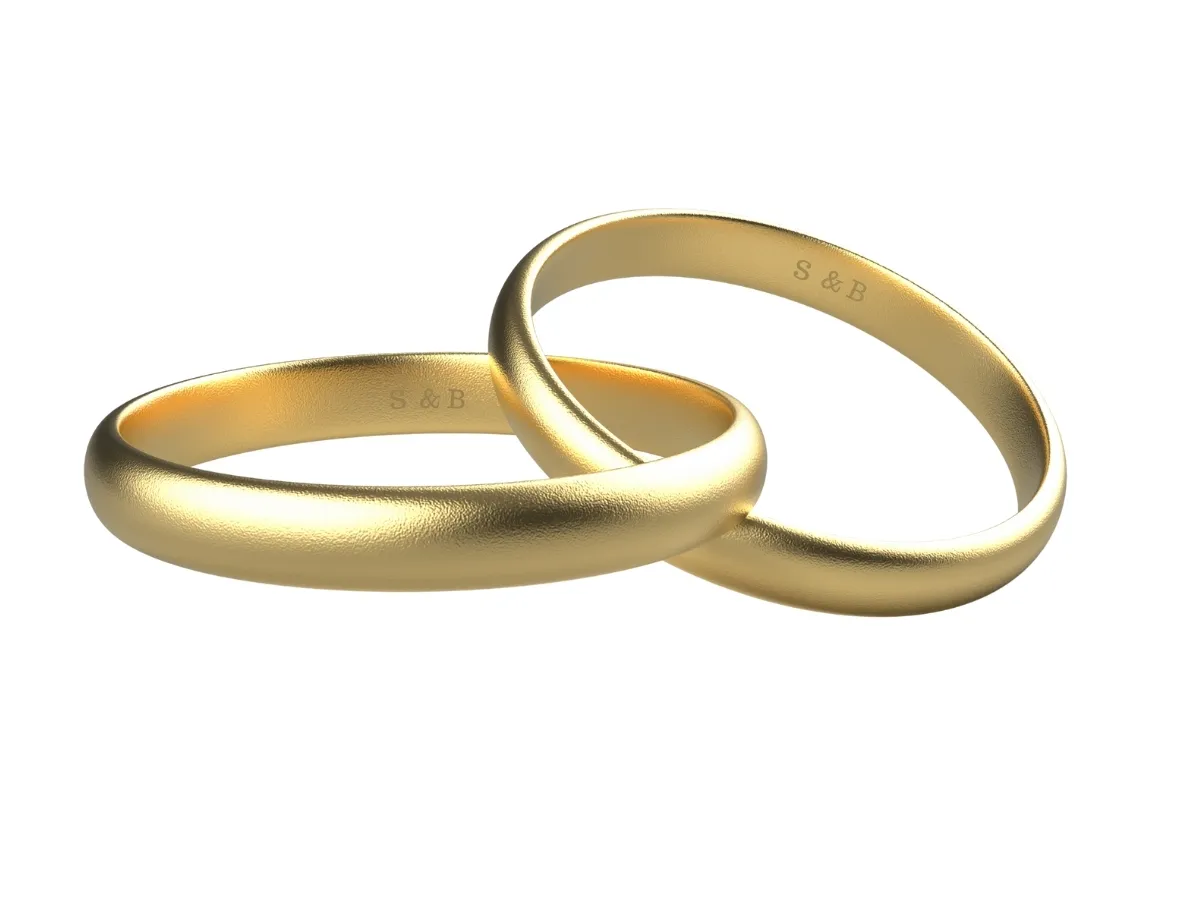 Minimalist gold wedding bands with engraving