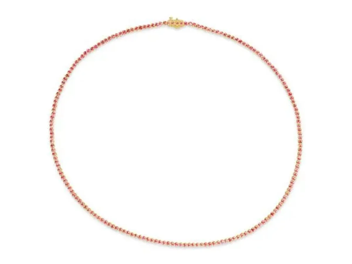14K yellow gold ruby necklace