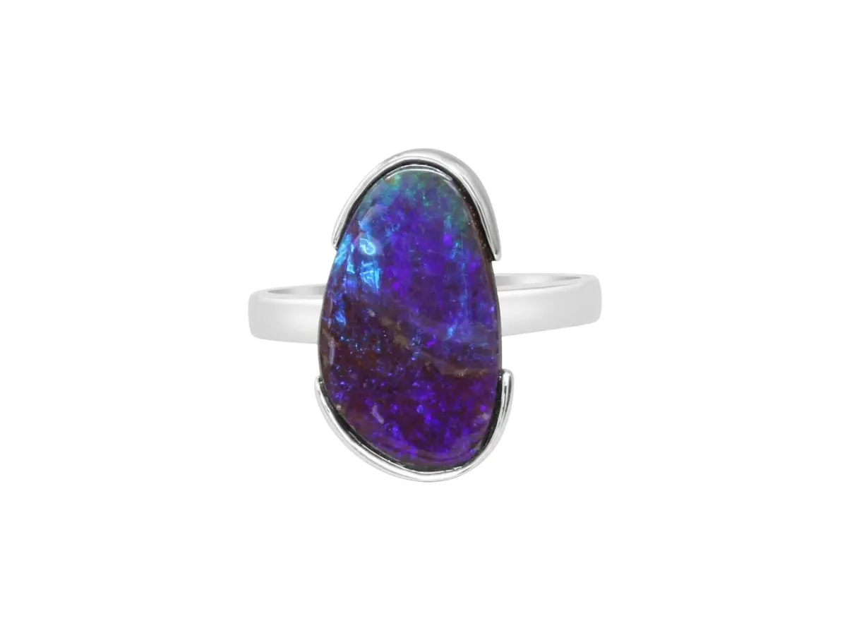 Sterling silver ring with boulder opal