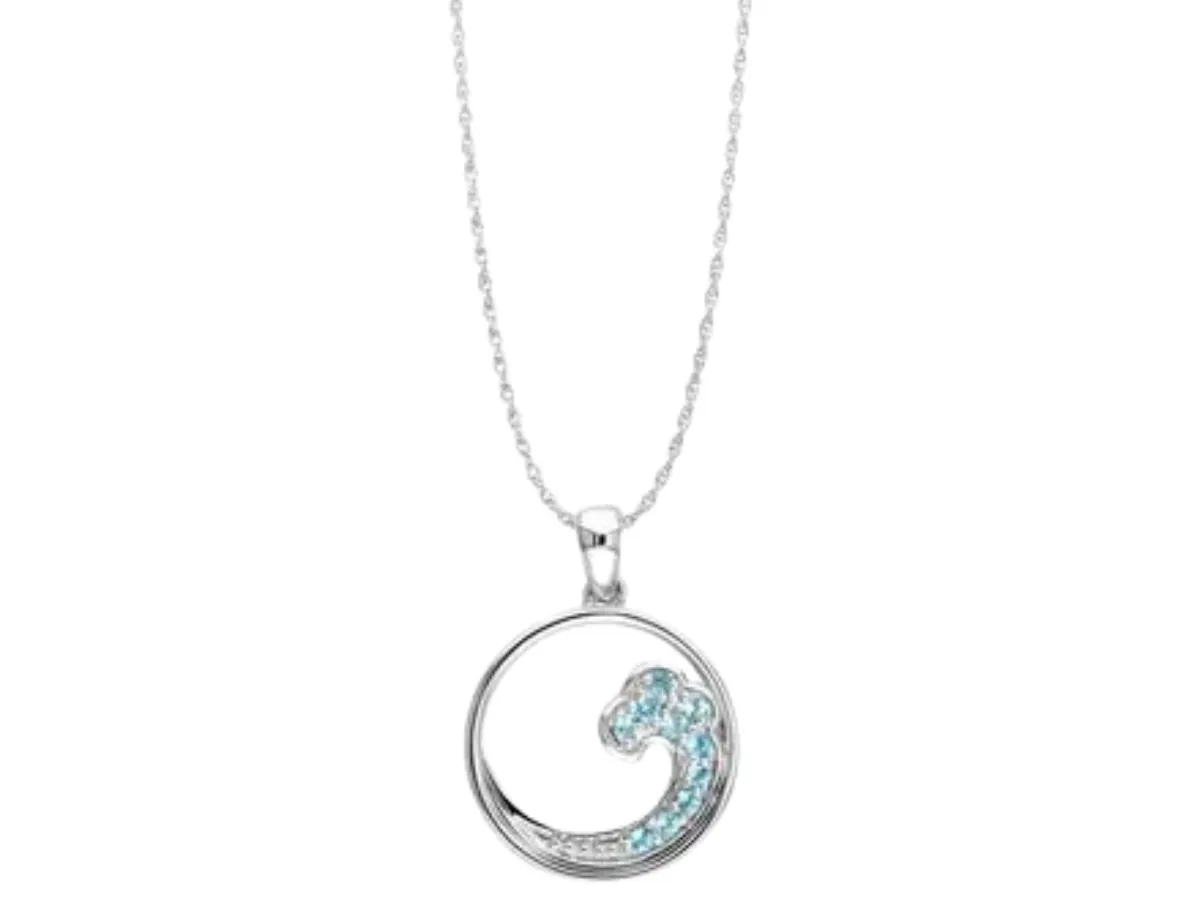 Sterling silver wave pendant necklace
