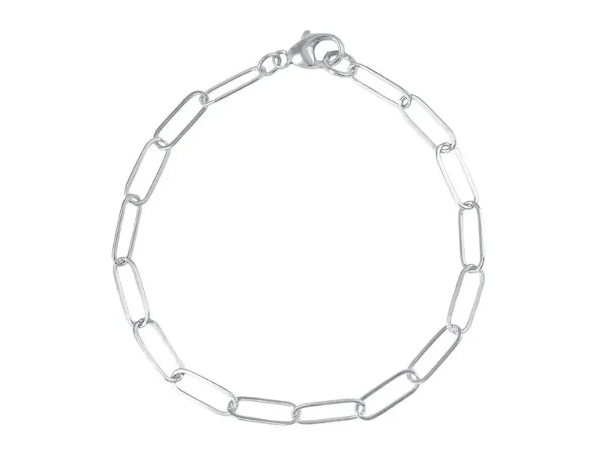 Sterling silver paperclip chain bracelet