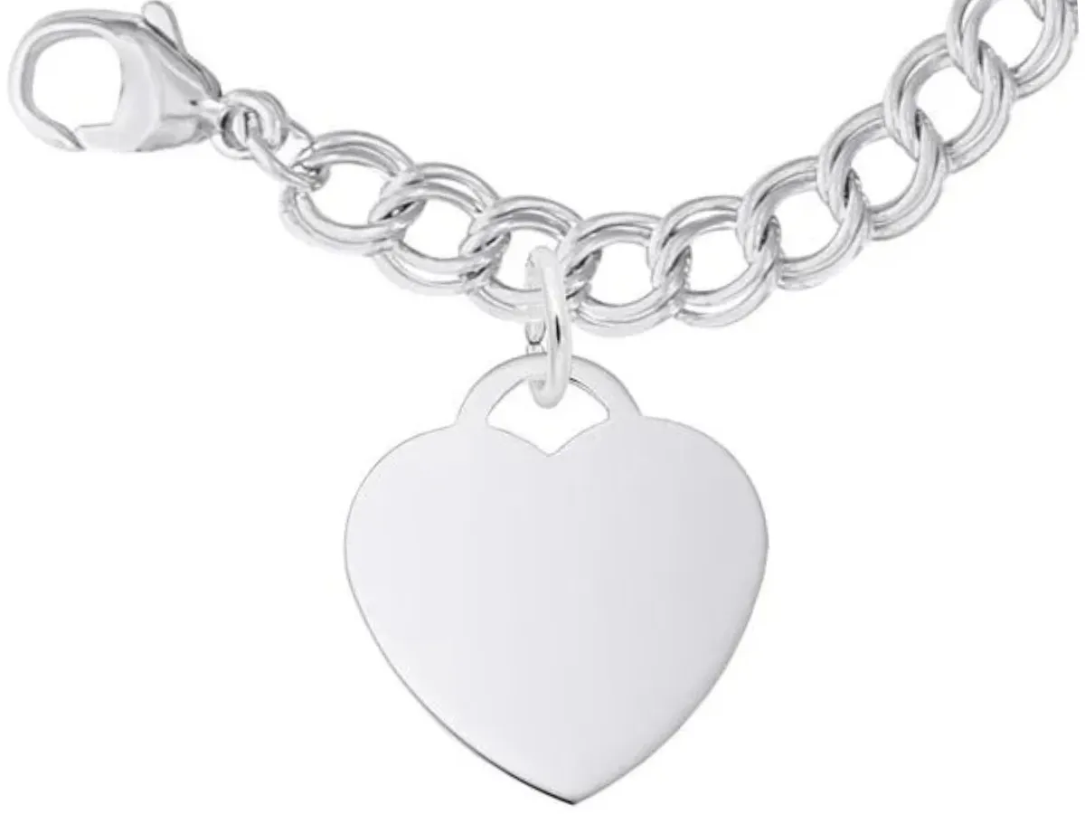 Silver chain bracelet with heart charm