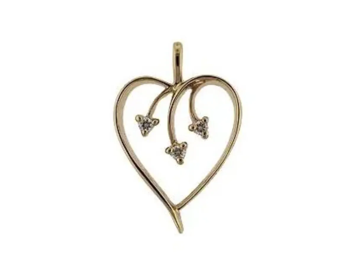 Open heart pendant with small diamonds
