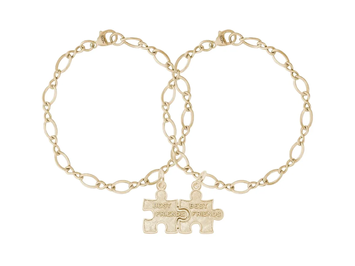 Gold best friends puzzle charm bracelets