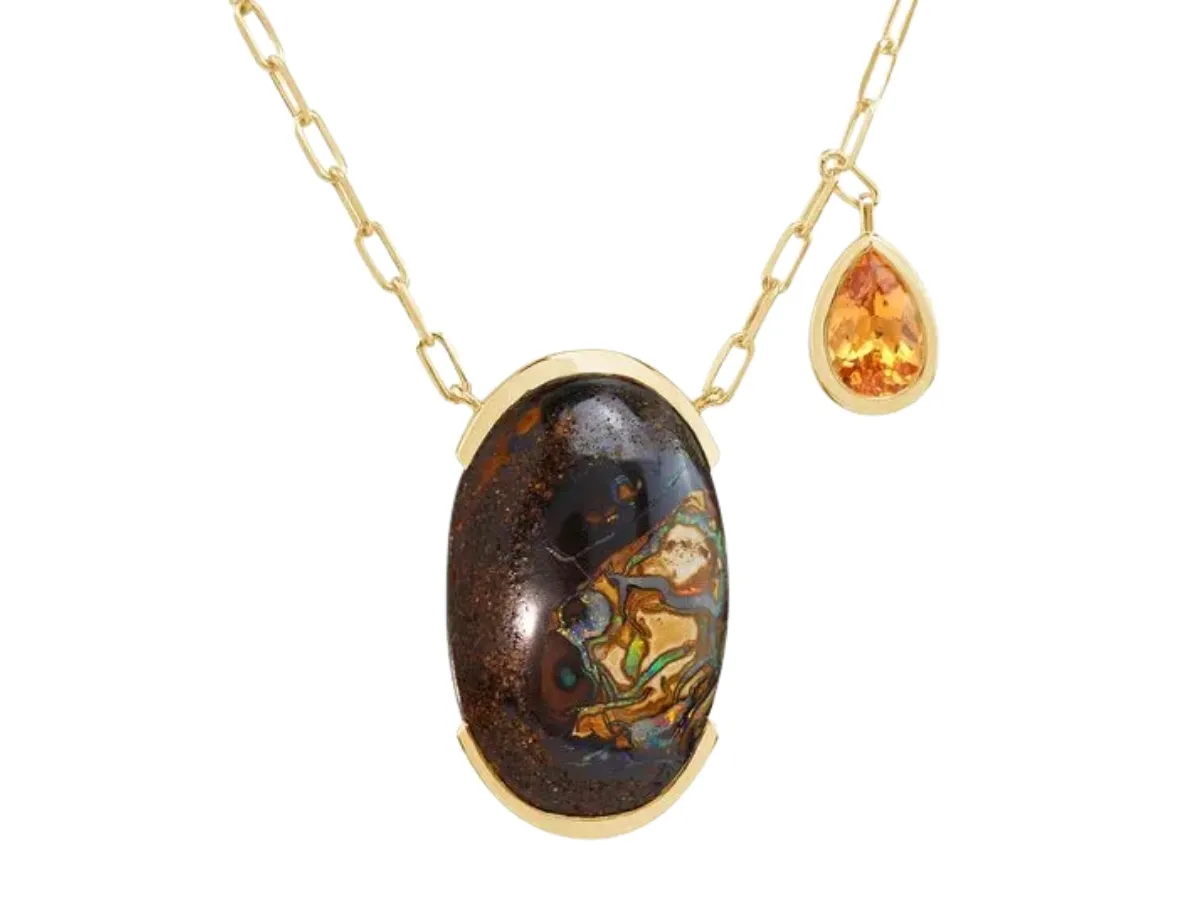 Gold necklace with boulder opal pendant