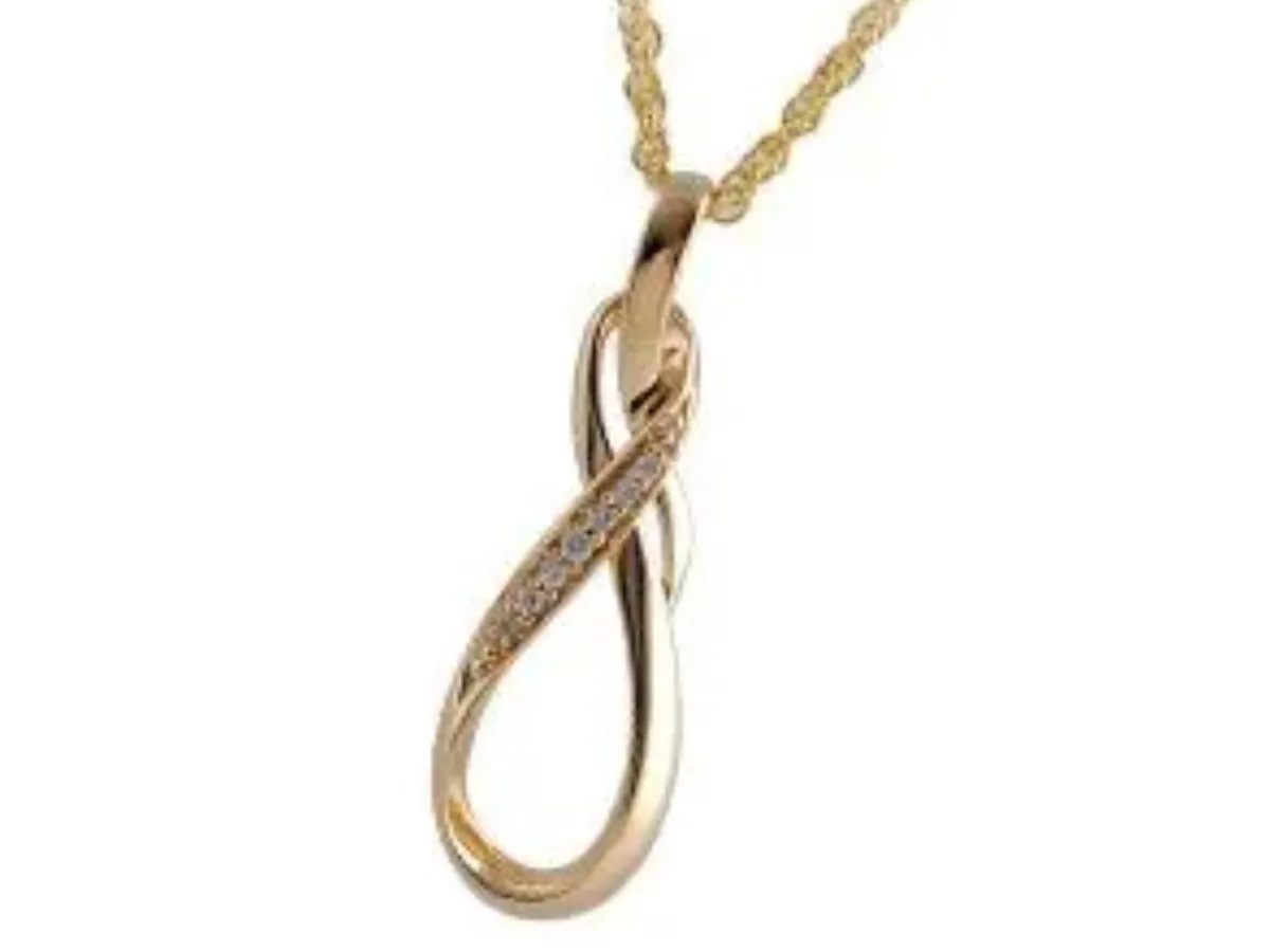 Gold infinity pendant necklace with diamonds