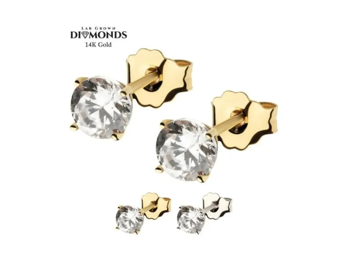 Lab-grown diamond stud earrings gold
