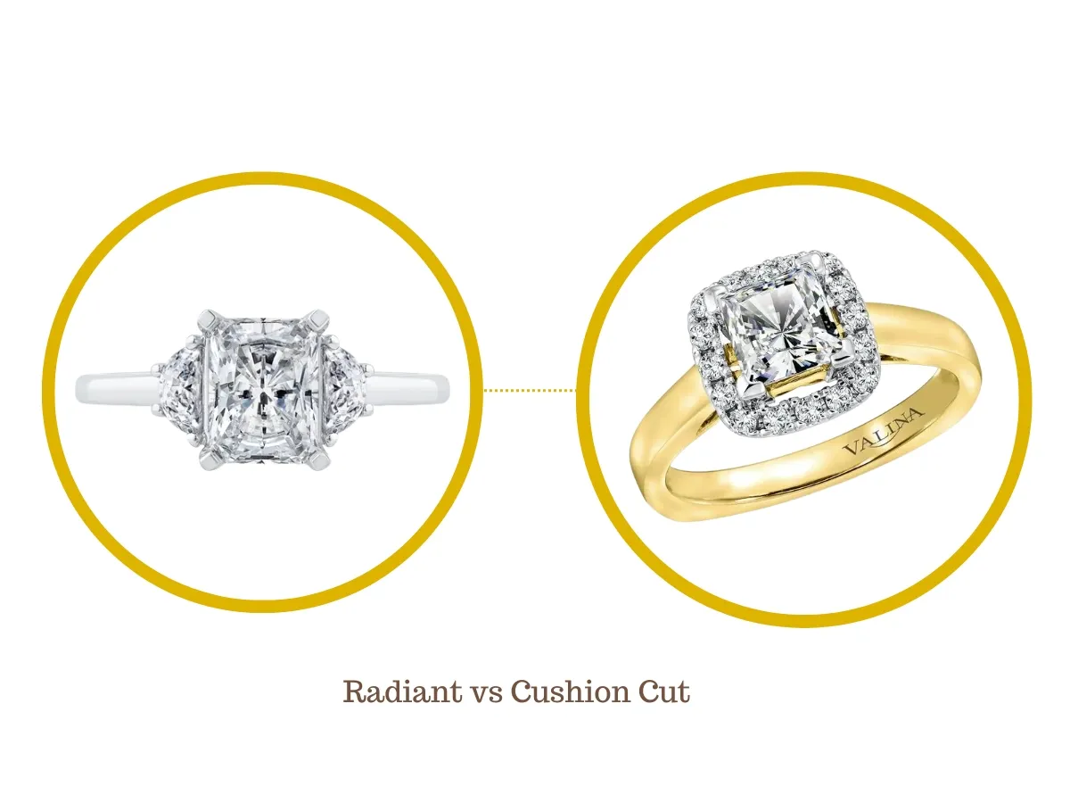 Radiant vs cushion cut ring chart
