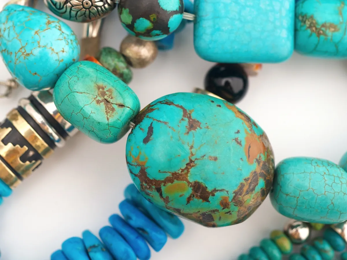 Assorted natural turquoise gemstone beads