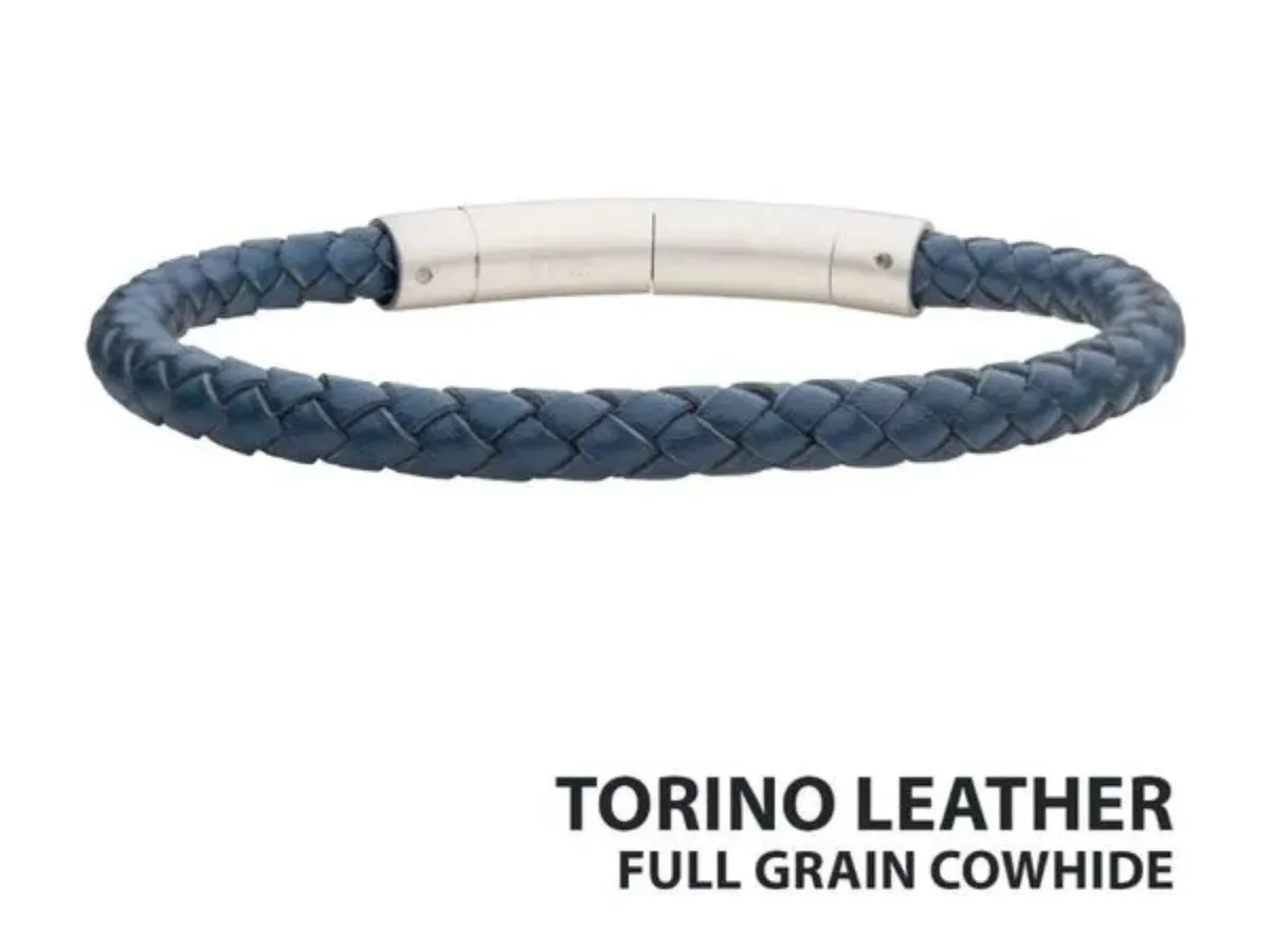 Torino blue braided leather bracelet