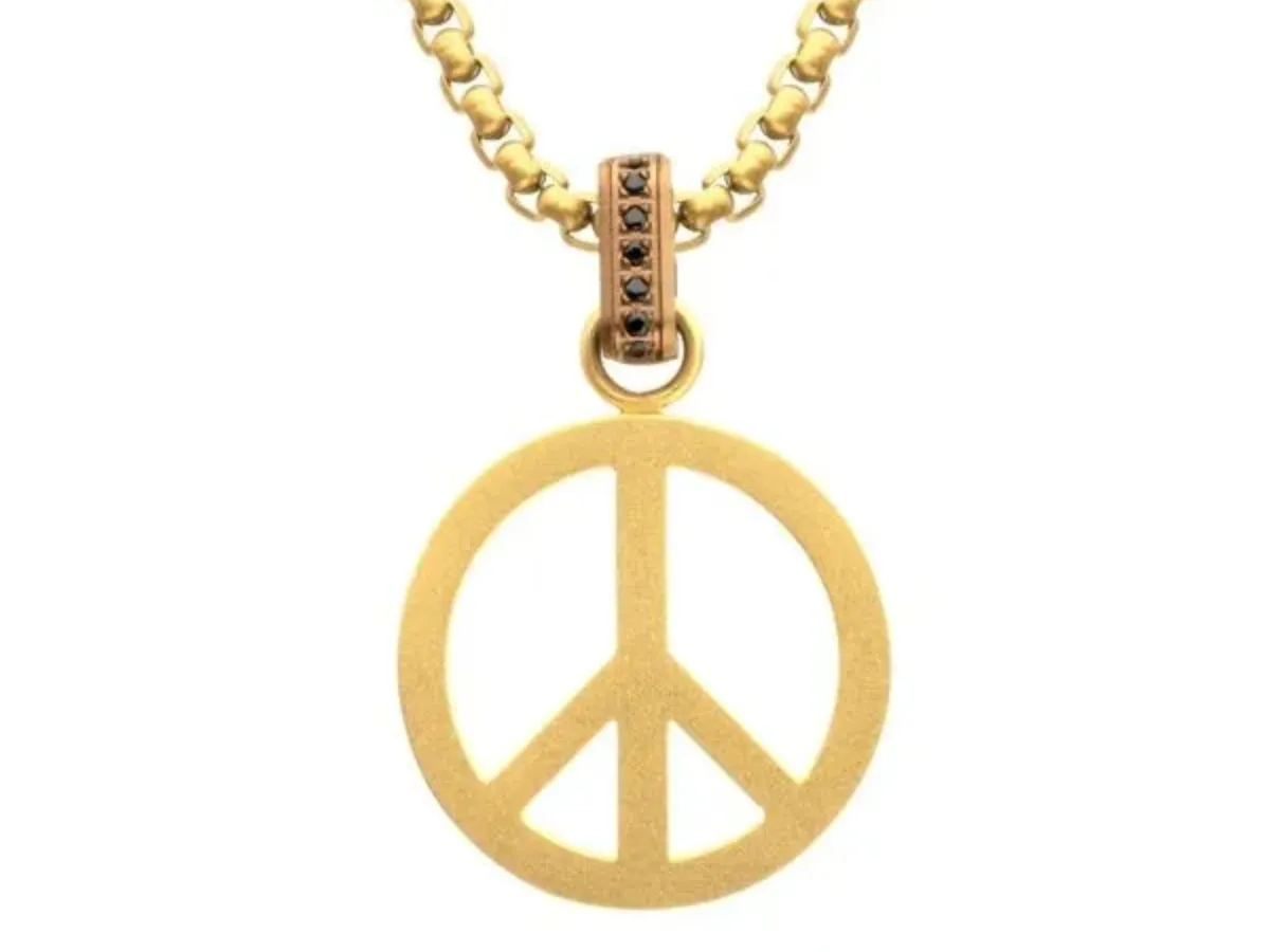 Gold peace symbol pendant necklace