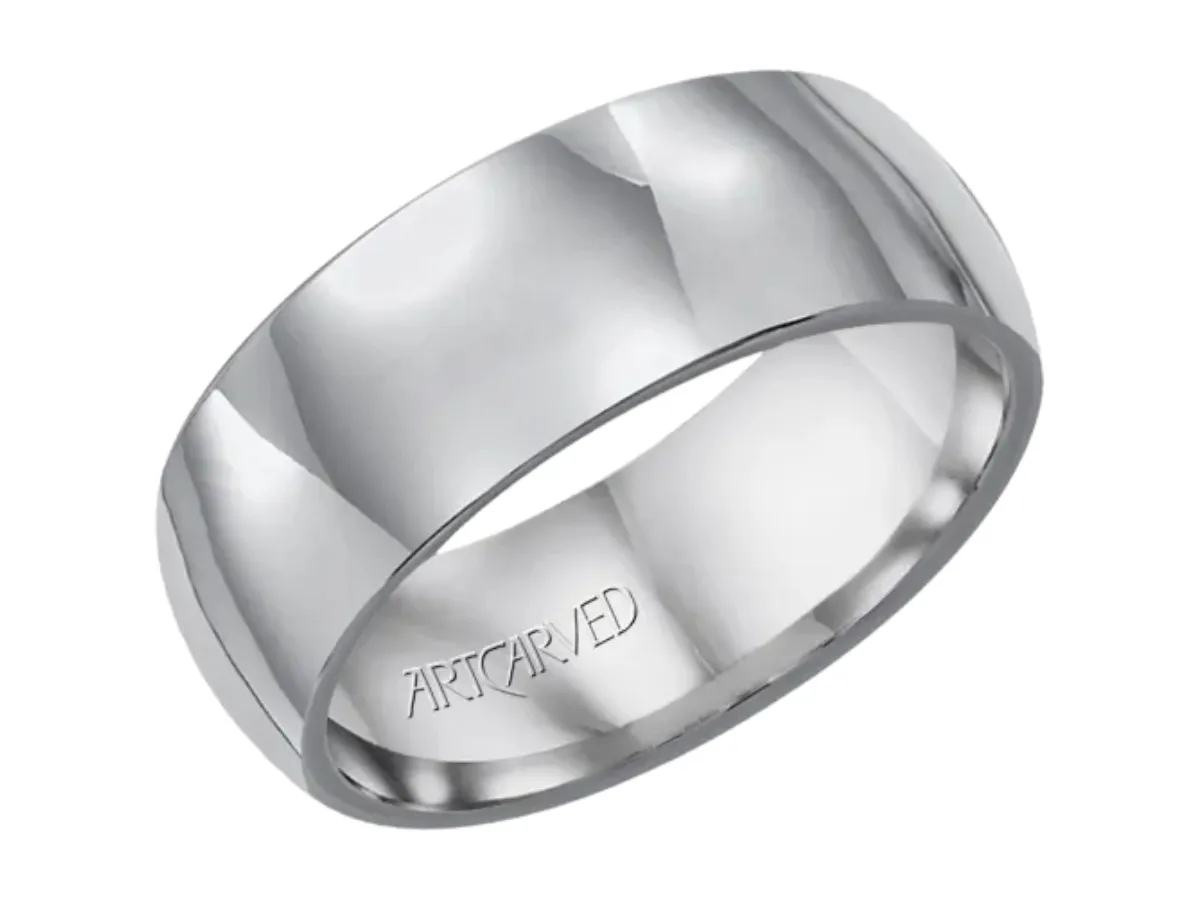 Tungsten wedding band with interior engraving