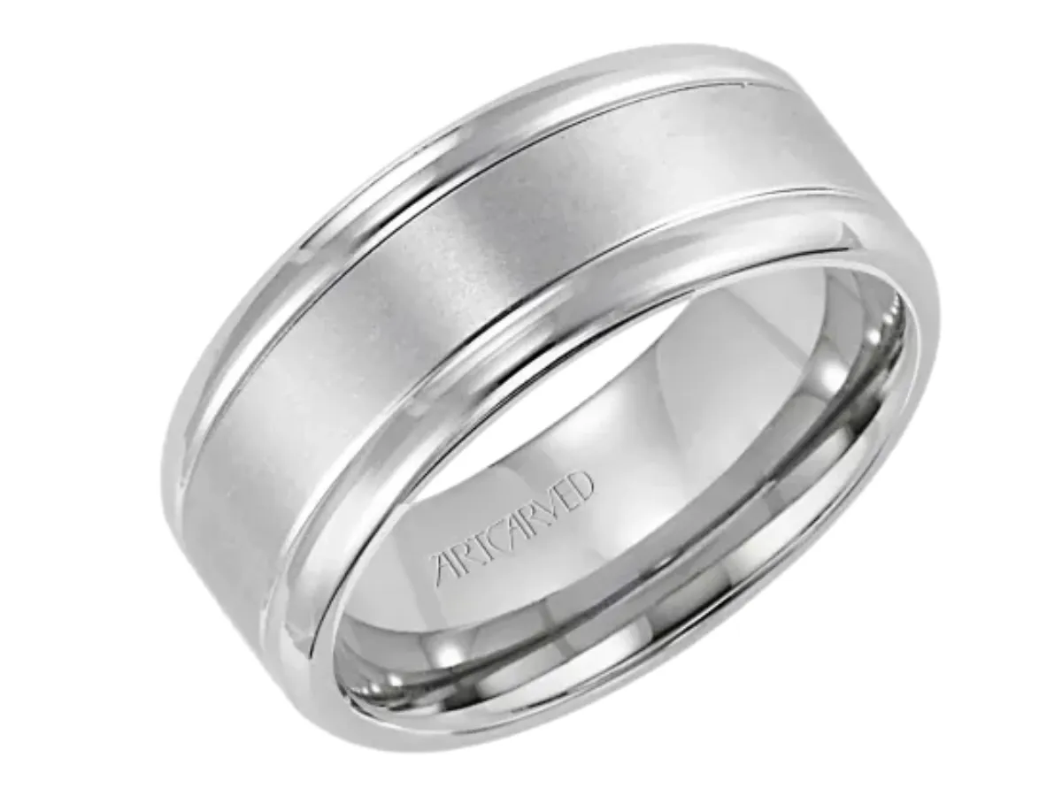 Matte center palladium wedding band
