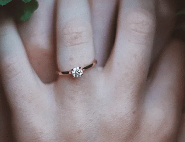 Classic engagement ring displayed