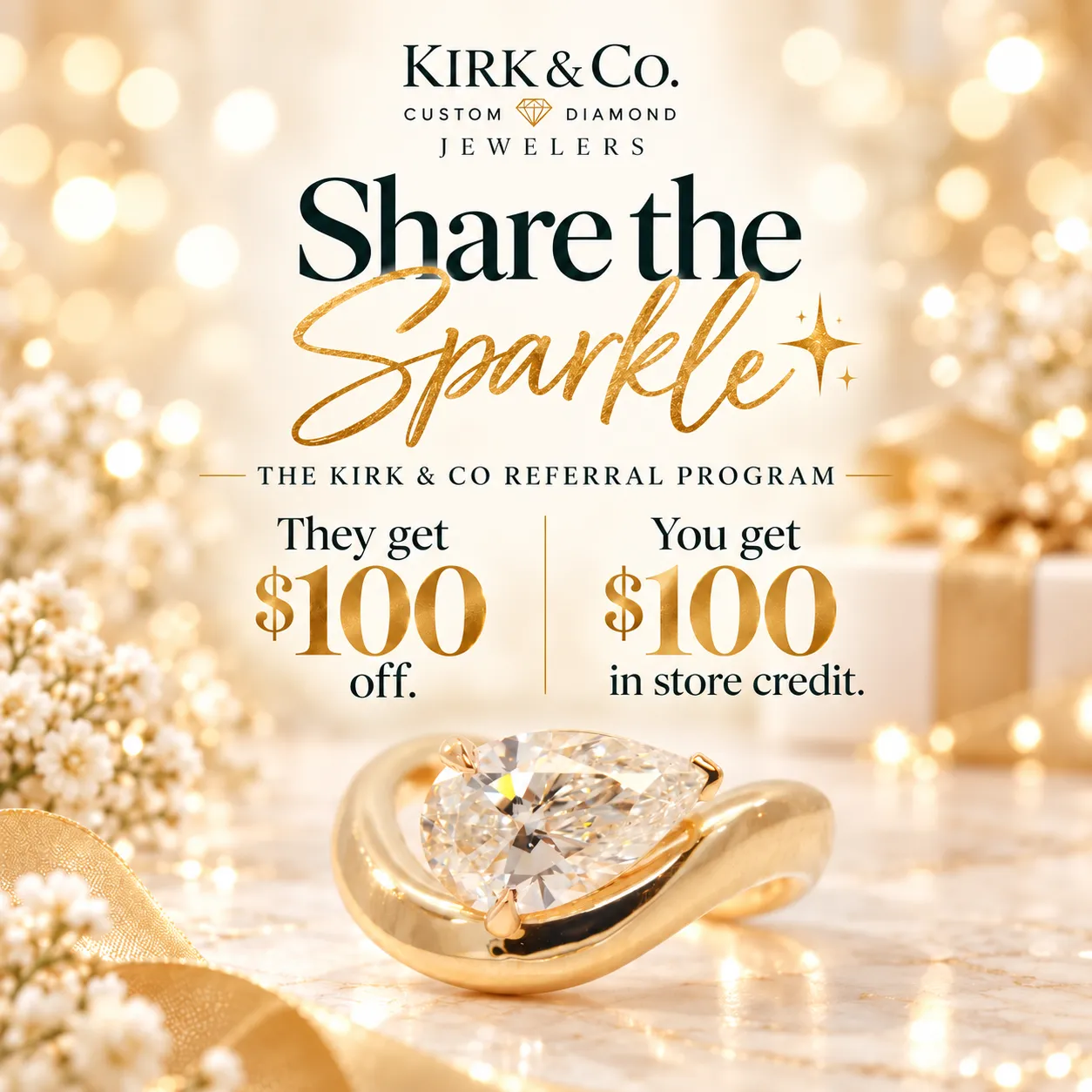 Share the Sparkle Kirk & Company Jewelers referral programmmmm