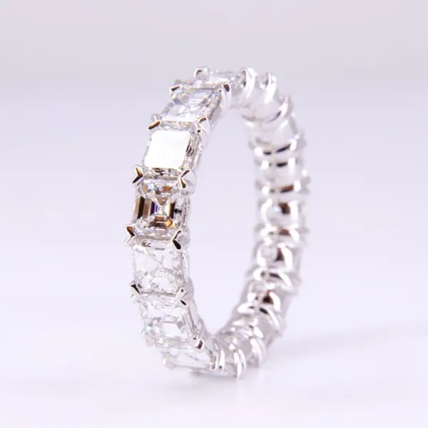 Custom emerald-cut diamond eternity band