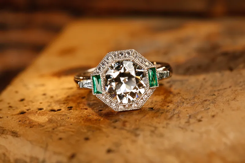 A custom engagement ring by Kirk & Company Jewelers