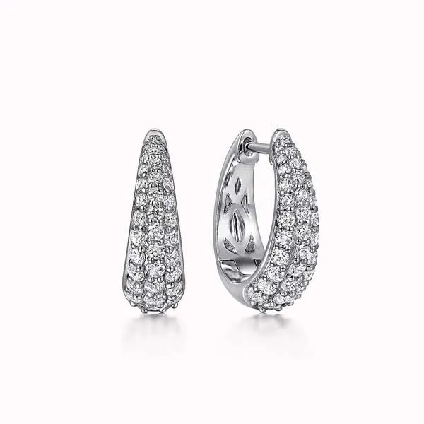 Elegant silver hoop earrings with sparkling crystals. Click to view earrings collection.