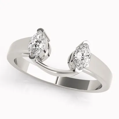 Two marquise-cut diamonds set on a sleek white gold band.