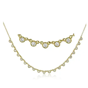 18-Karat Yellow Gold Diamond Bezel Necklace