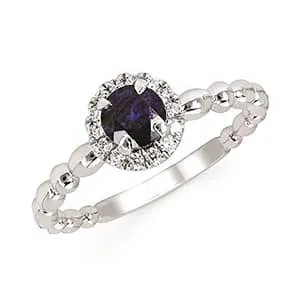 14-Karat White Gold Ring With Sapphire and Diamond