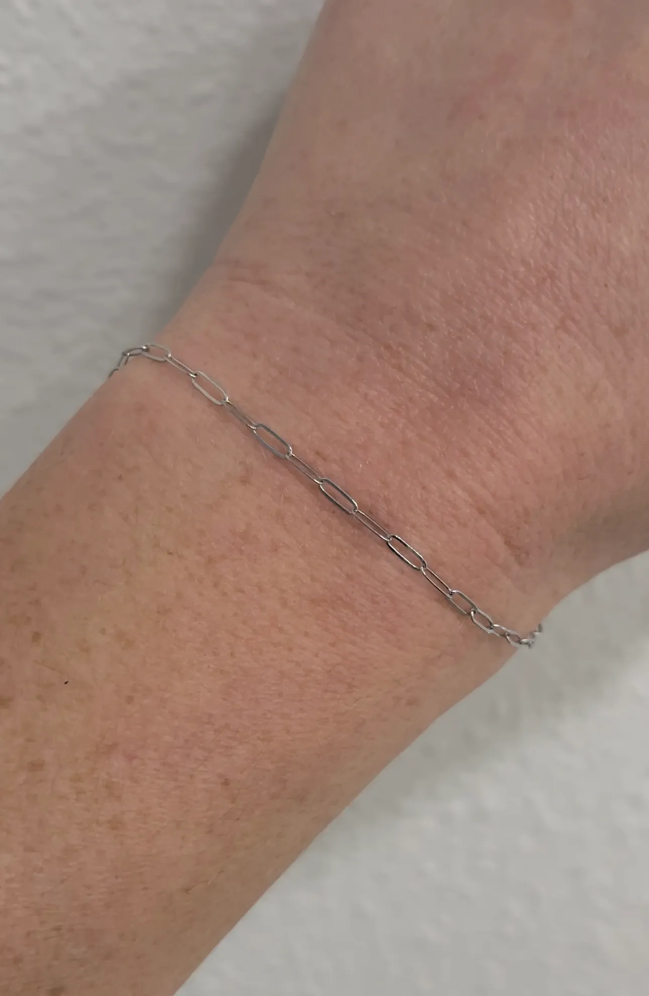 14k white gold paperclip chain permanent jewelry at Kiefer Jewelers