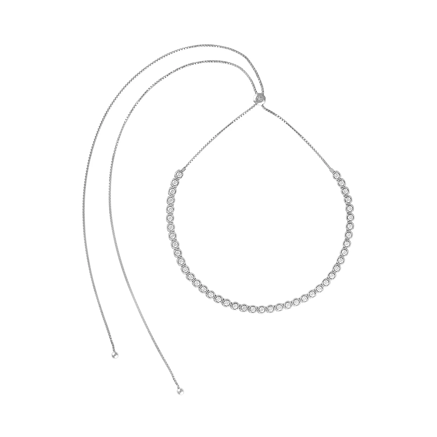 Diamond Bolo Necklace 14 Karat White Gold 3.50 Carat Total Weight Diamond Bolo Necklace*completely adjustable to any length, no 