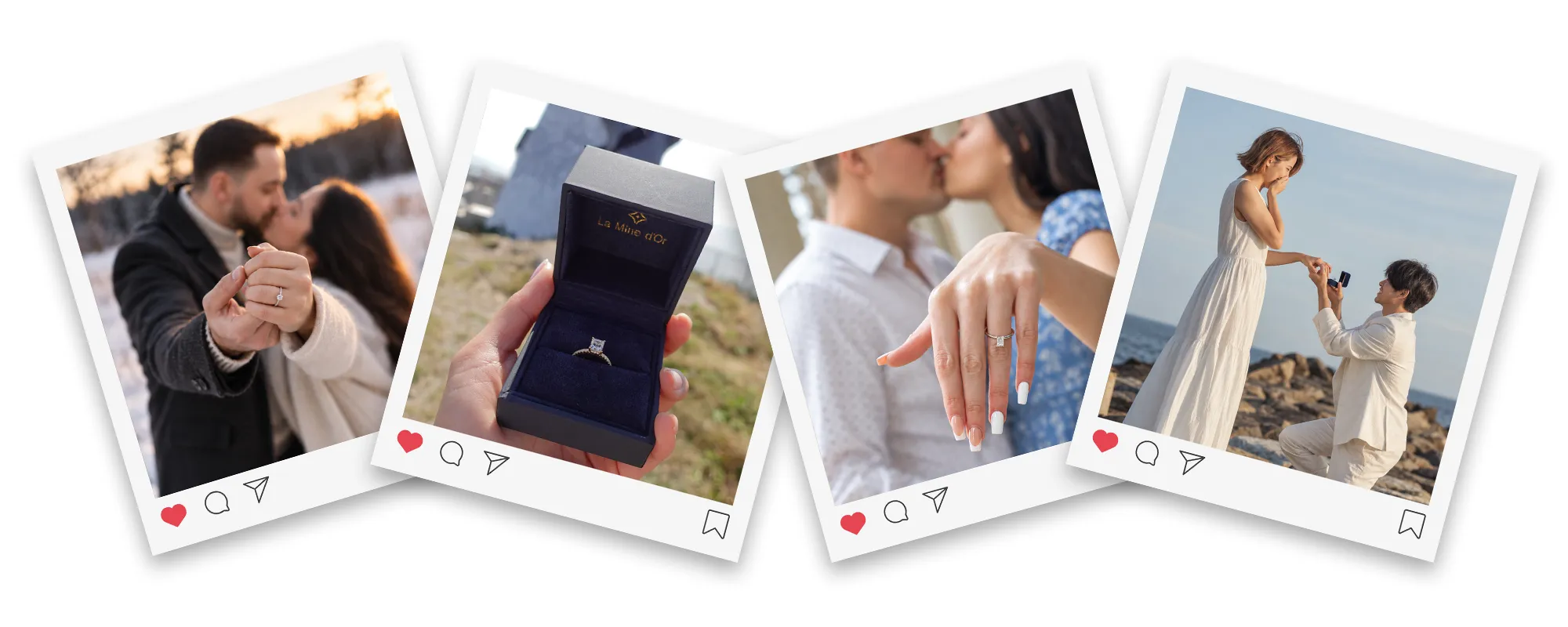 La Mine d'Or Couple Send us your engagement photos with your La Mine d&rsquo;Or ring and receive a $250 gift certificate toward your wedding bands. La Mine dOr Moncton, NB