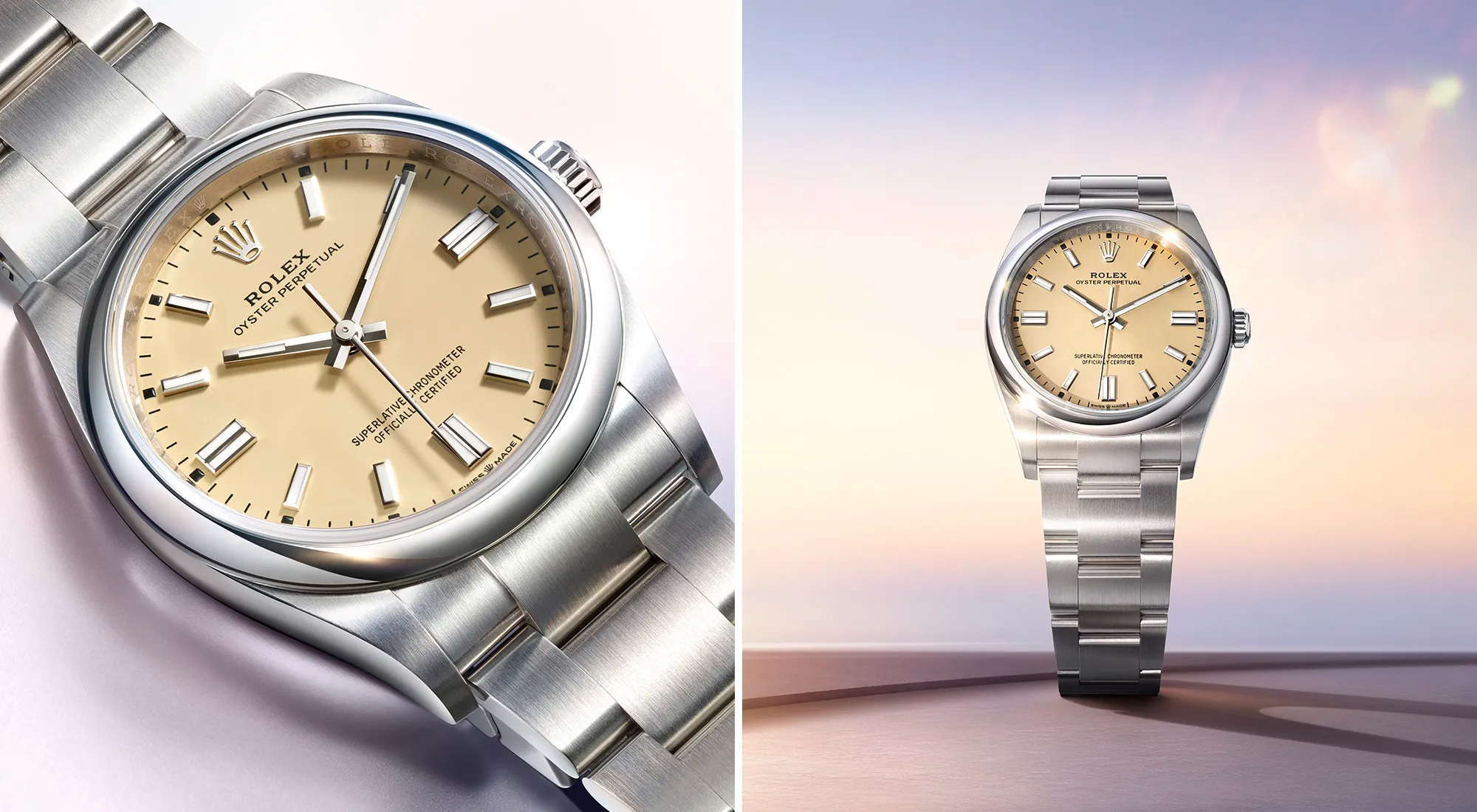 Dynamic and timeless The Oyster Perpetual provides a clear and accurate time display – hours, minutes and seconds. The differe