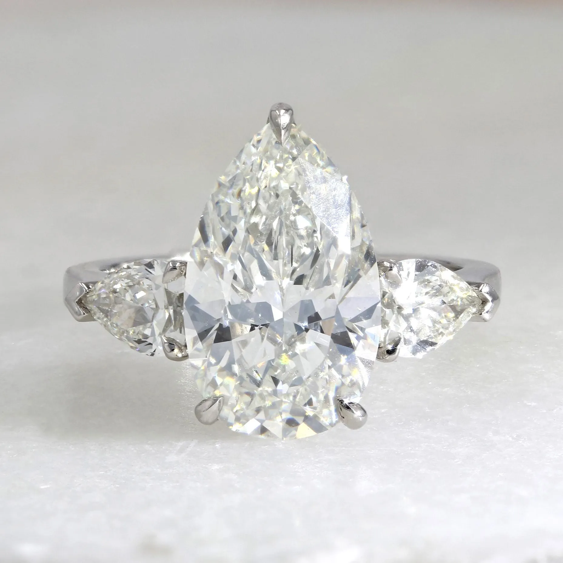 Pear Shape Diamond Three Stone Engagement Ring at La Mine d'Or Moncton NB, and Halifax, NS