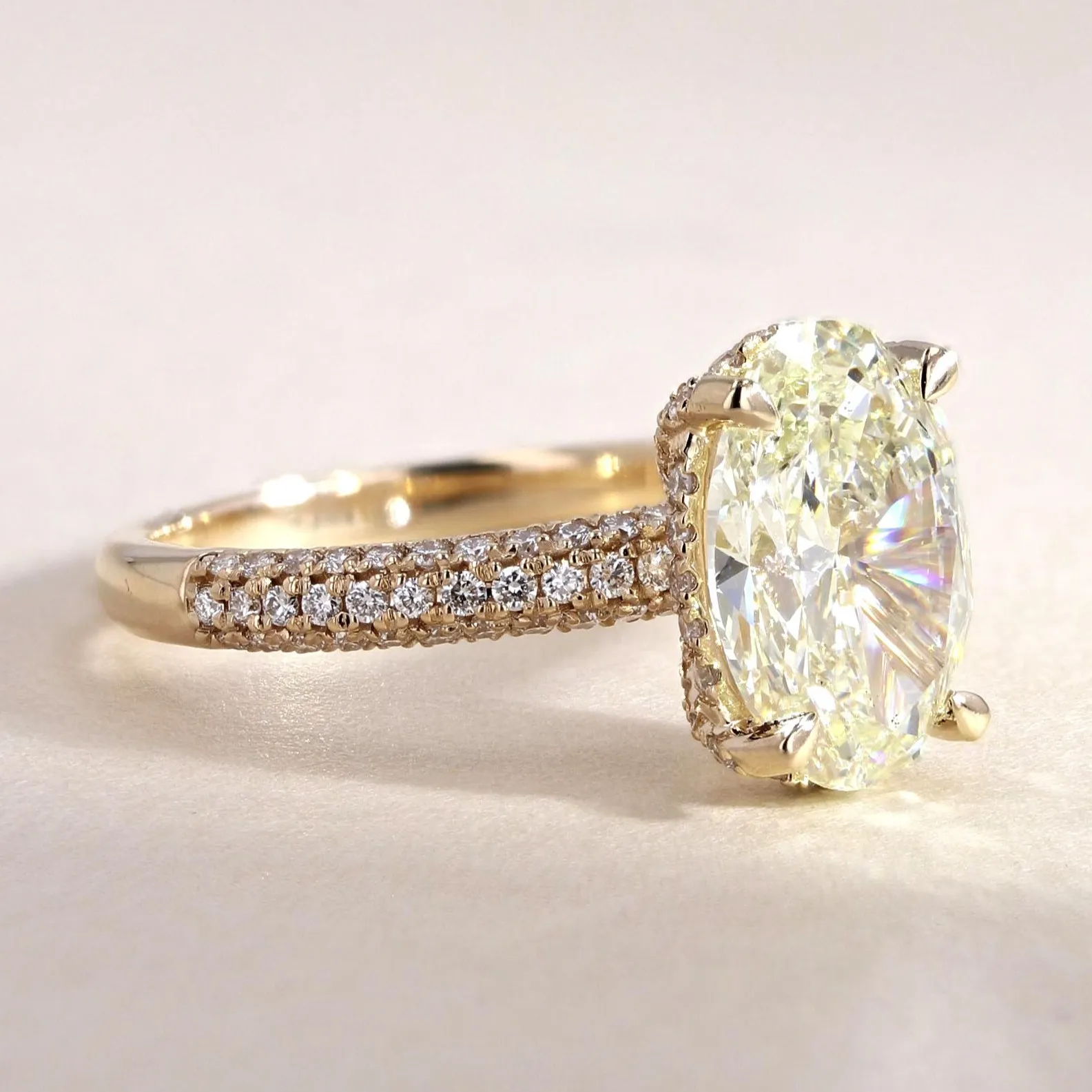 Light Yellow Diamond Pave Seville Engaegment Ring  La Mine dOr Moncton, NB