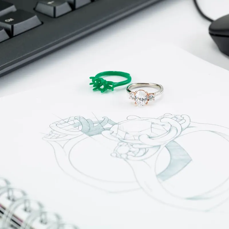 Step 2: CAD Using advanced CAD technology, we create a detailed digital model of your jewelry, allowing you to visualize the des