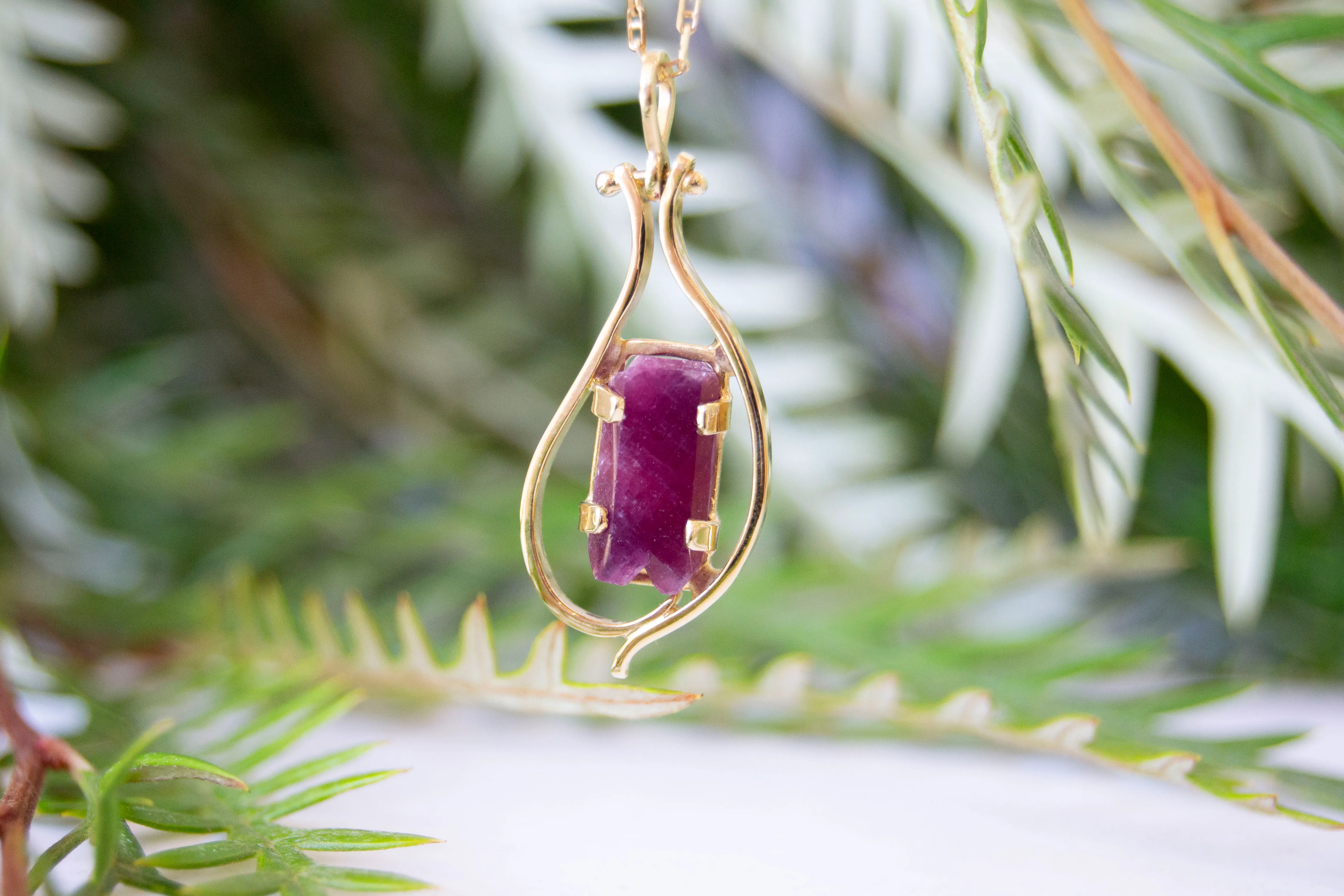 Raw ruby pendant