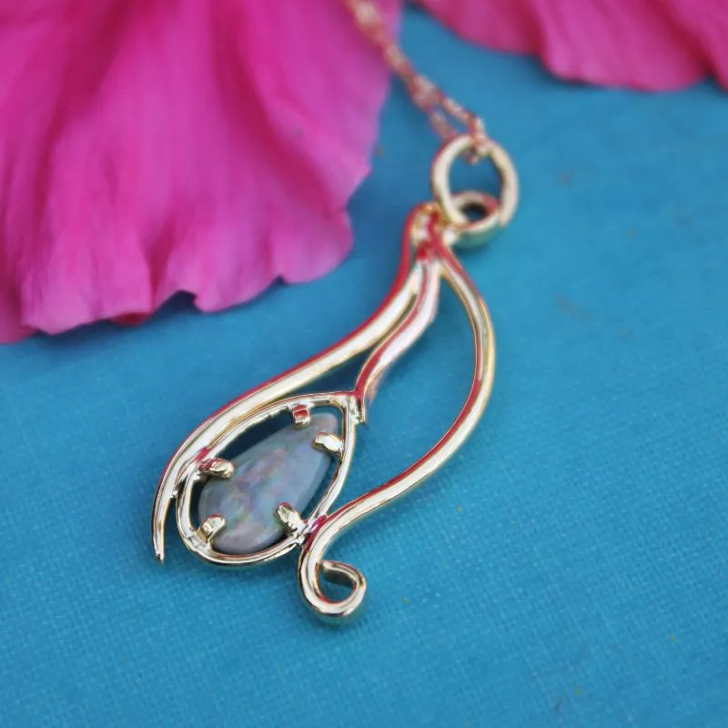 Australian Opal Pendant Yellow Gold Swirls at The Diamond Center Claremont, CA