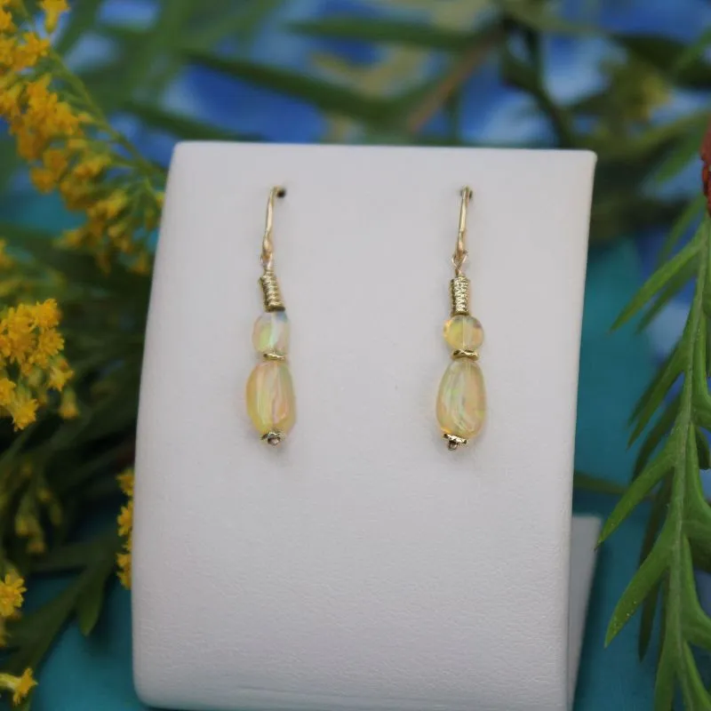 Ethiopian Opal Earrings Light Yellow in Yellow Gold at The Diamond Center Claremont, CA