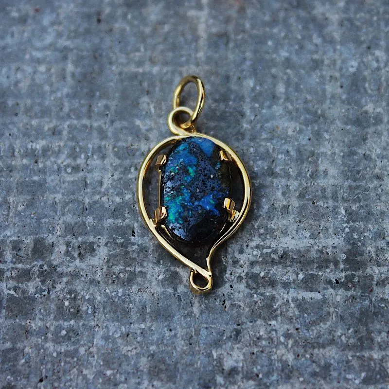 Australian Boulder Black and Blue Opal Yellow Gold Pendant at The Diamond Center Claremont, CA