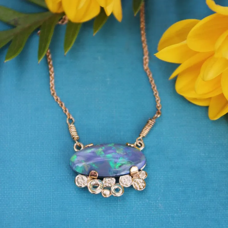 Black Australian Opal Pendant with Yellow Gold Bubbles at The Diamond Center Claremont, CA