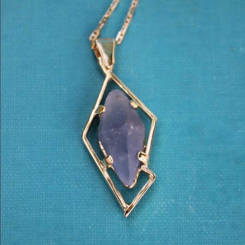 Rought Ceylon Sapphire Pendant Angled Yellow Gold at The Diamond Center Claremont, CA