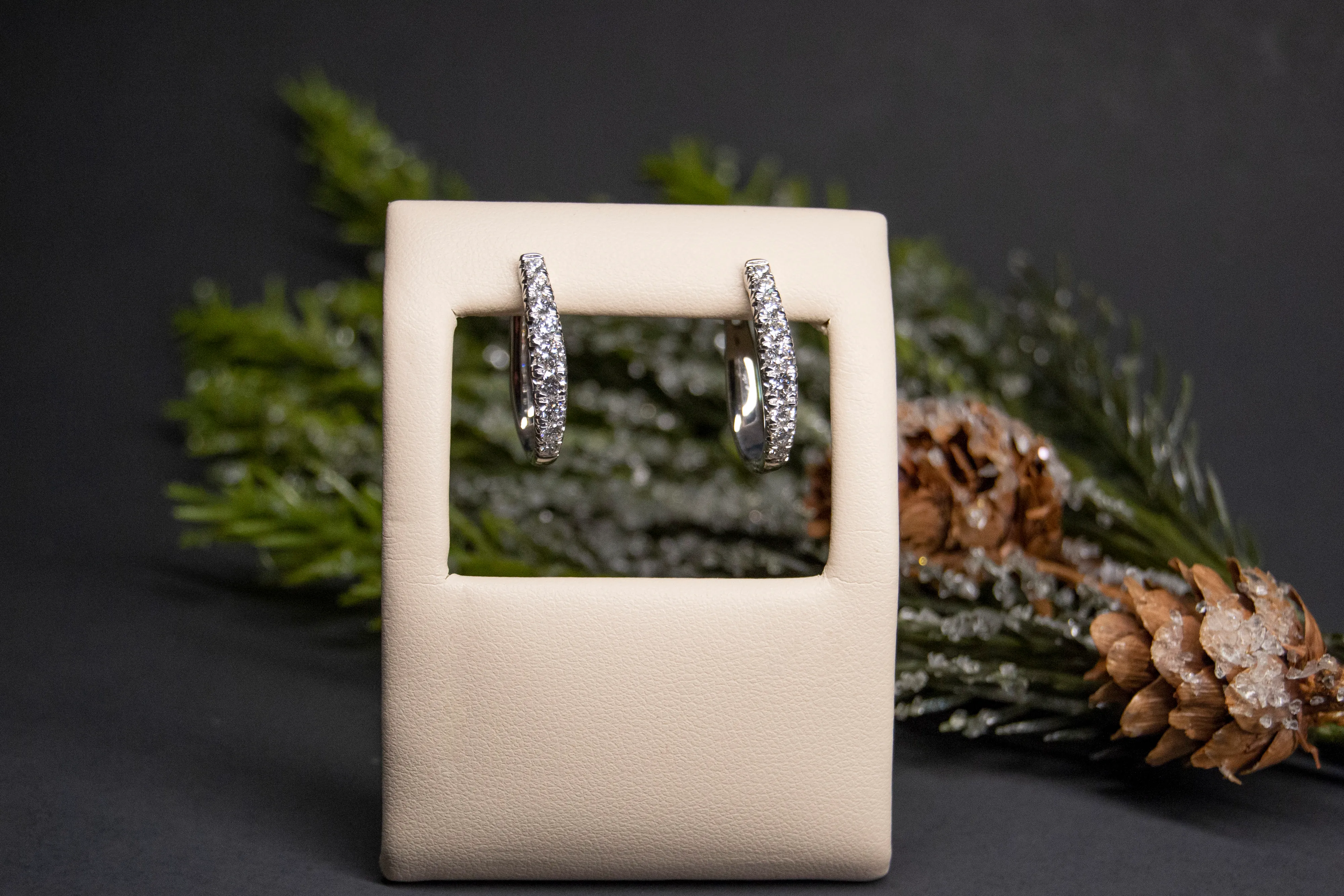Allison Kaufman 1 carat white gold diamond hoops The Diamond Center Claremont, CA