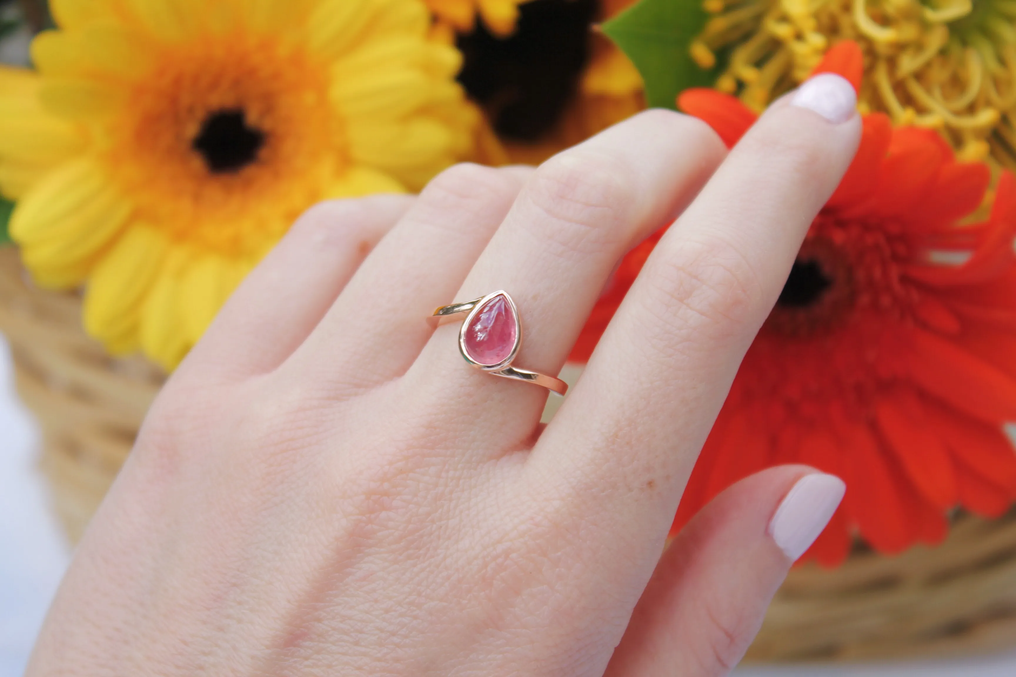 Pink Cabochon Sapphire Ring rose gold natural gem The Diamond Center Claremont, CA