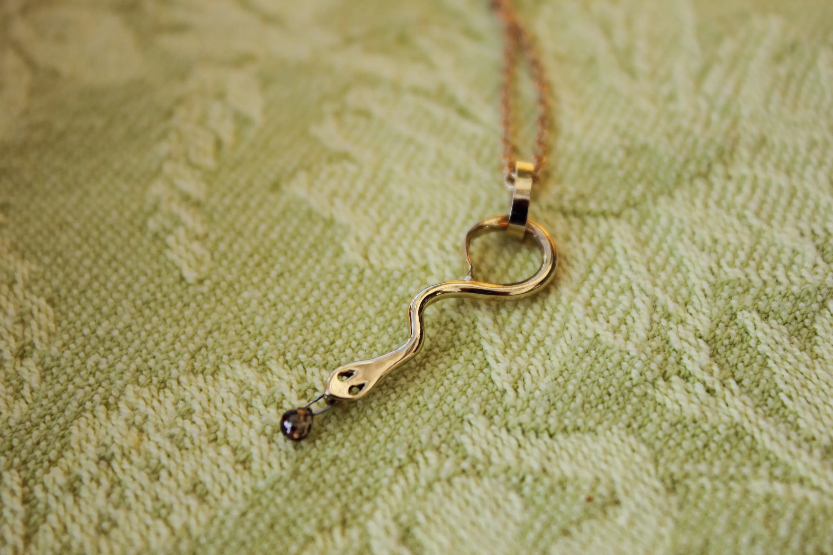 Fancy Champagne Diamond Briolette This golden snake Claremont Collection The Diamond Center Claremont, CA
