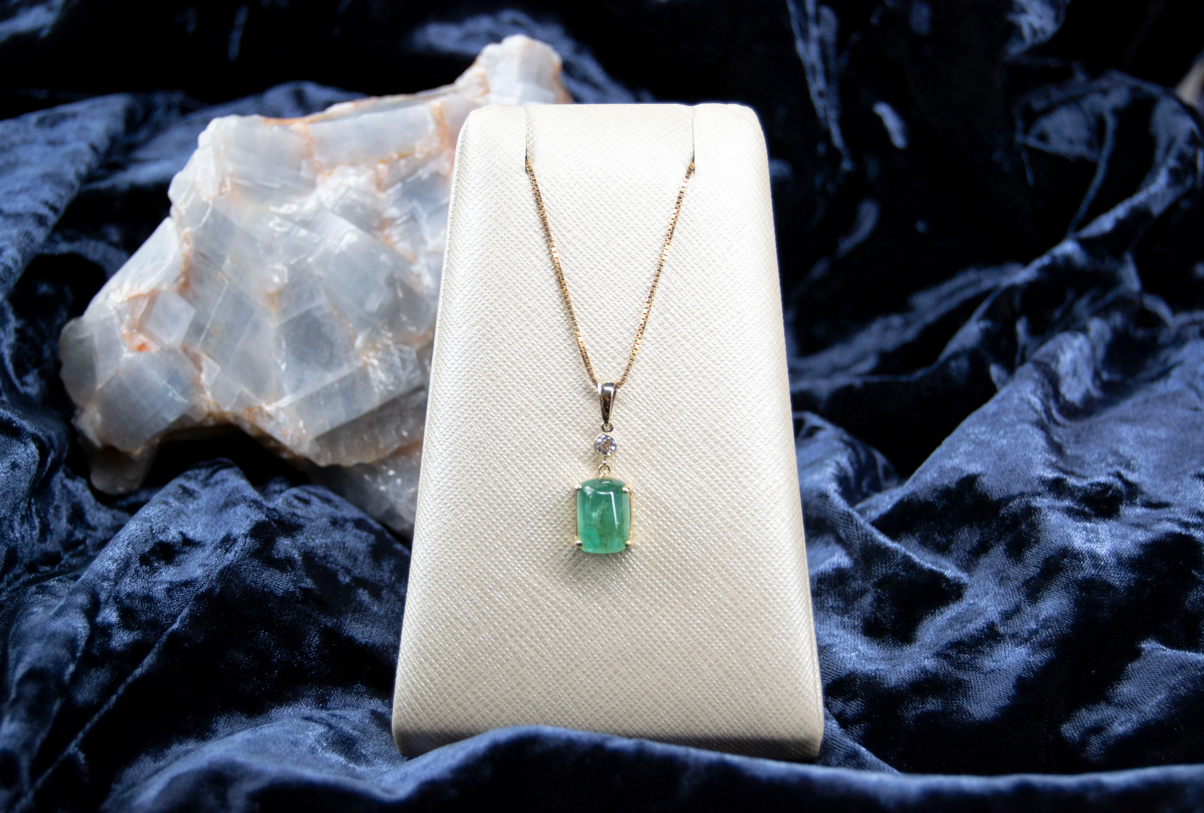 yellow gold emerald and diamond pendant