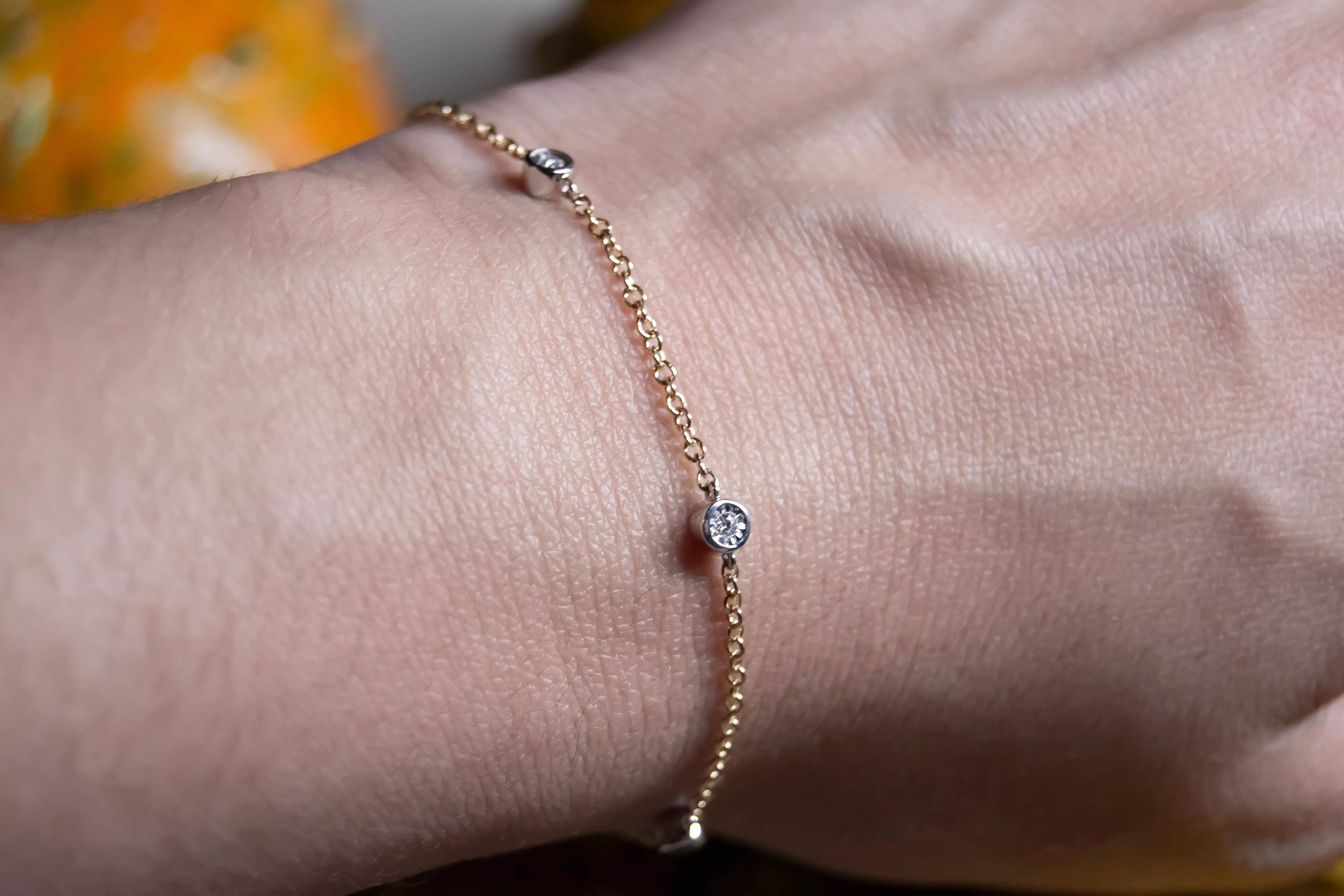 Yellow Gold Diamond Bracelet Allison Kaufman The Diamond Center Claremont, CA