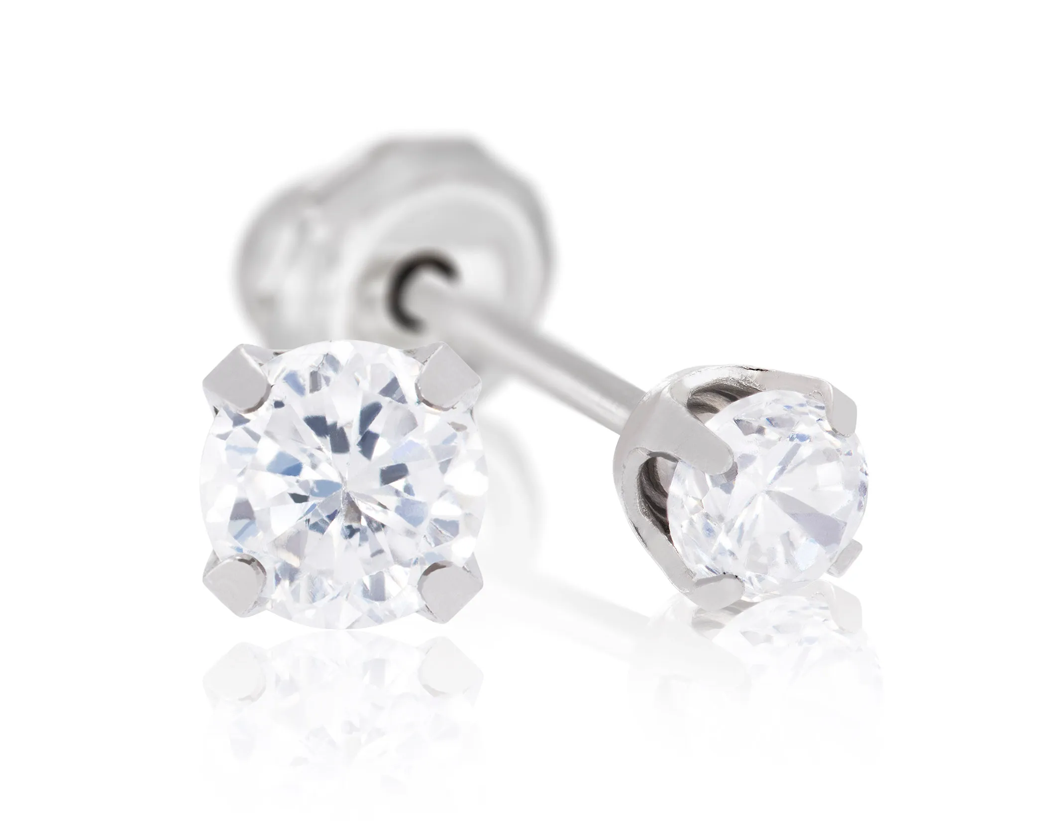 14kt White Gold 3mm CZ Round Stud  Price: $80 Lennons W.B. Wilcox Jewelers New Hartford, NY