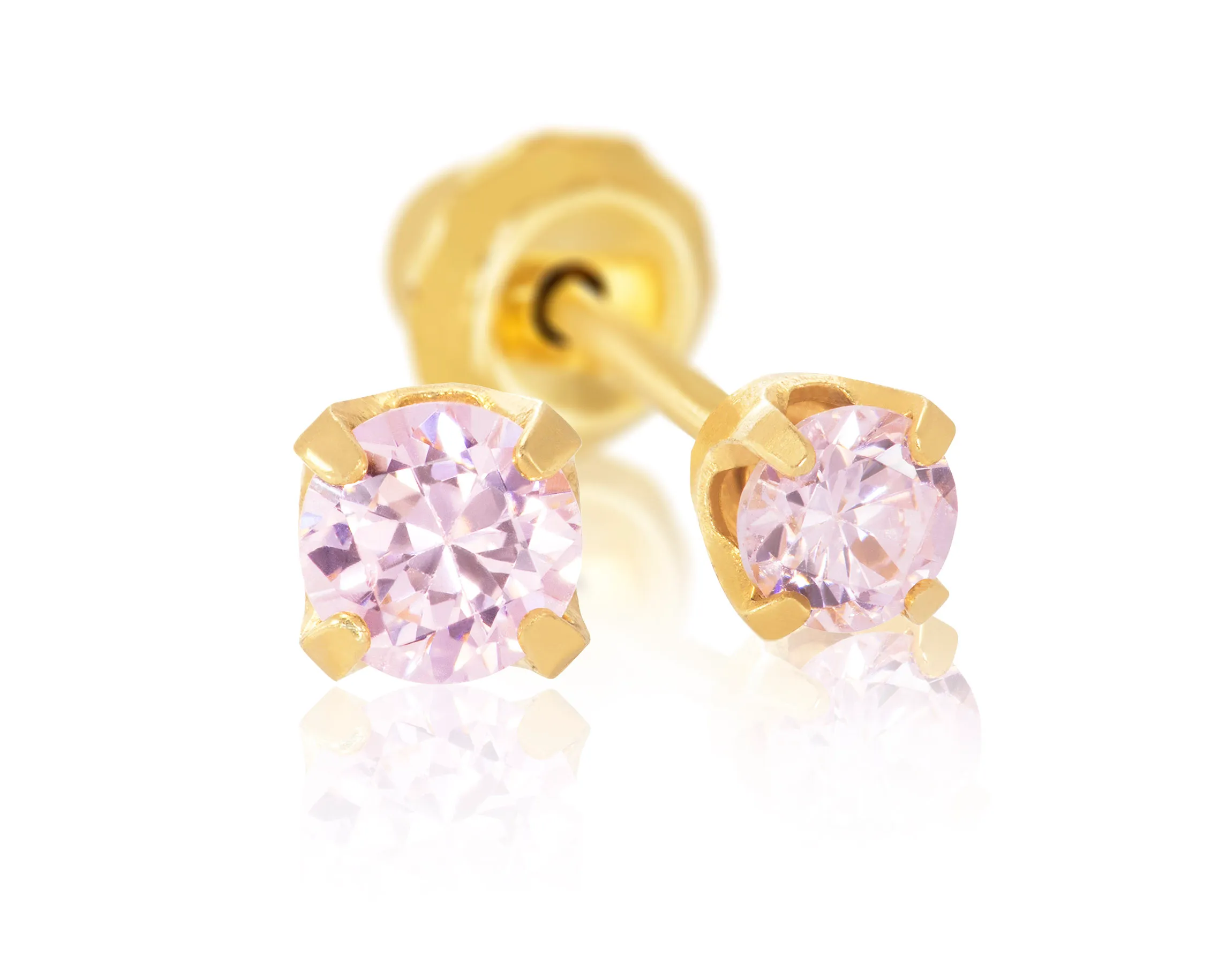 14kt Yellow Gold 3mm Pink Ice Stud Price: $80 Lennons W.B. Wilcox Jewelers New Hartford, NY